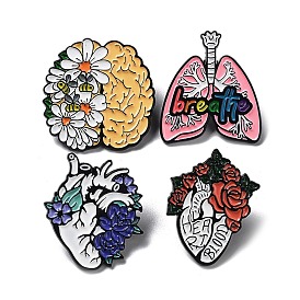 Body Organ Enamel Pins, Black Alloy Brooch for Backpack Clothes