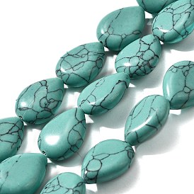 Синтетических нитей бирюзовые бусы, слеза