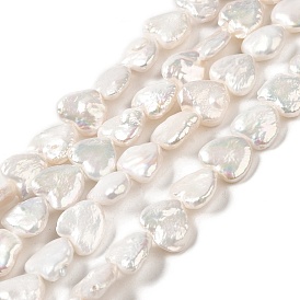 Perles de nacre naturelle brins Keshi, perles baroques, perle de culture d'eau douce, cœur, Note 5 un