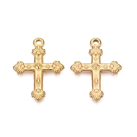 PVD Vacuum Plating 201 Stainless Steel Pendants, Cross Charm