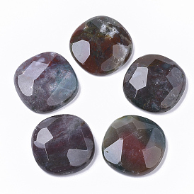 Natural Indian Agate Cabochons, Faceted, Flat Round