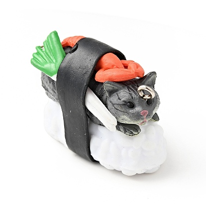 Пластиковые подвески из ПВХ, с платиновыми тоновыми железными петлями, для изготовления брелка, кошачьи суши прелести