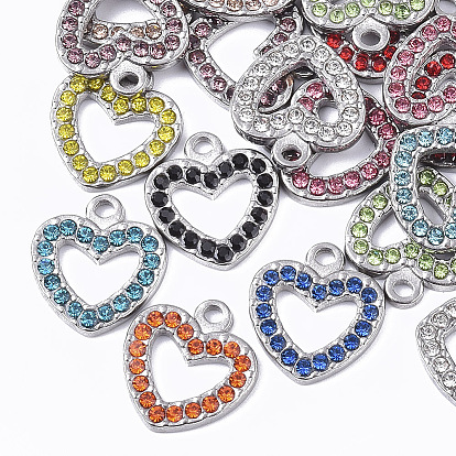 304 подвески из нержавеющей стали, со стразами, сердце