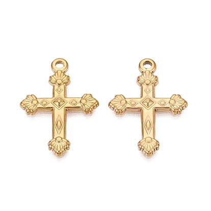 PVD Vacuum Plating 201 Stainless Steel Pendants, Cross Charm