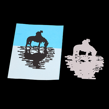 Man with Horse Frame Carbon Steel Cutting Dies Stencils, for DIY Scrapbooking/Photo Album, Decorative Embossing DIY Paper Card