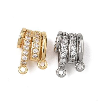 Brass Micro Pave Clear Cubic Zirconia Connector Charms, Column Links