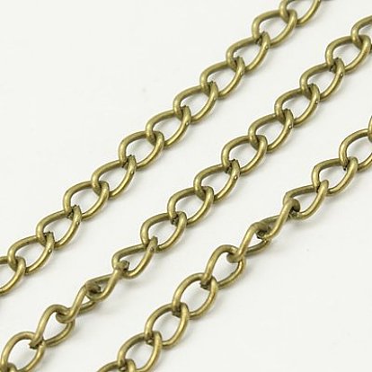 Iron Twisted Chains, Curb Chains, Unwelded, 4x2.3x0.7mm