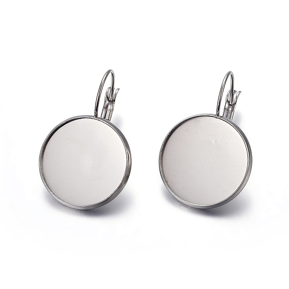 304 Настройки нержавеющей стали серьги Leverback, плоско-круглые