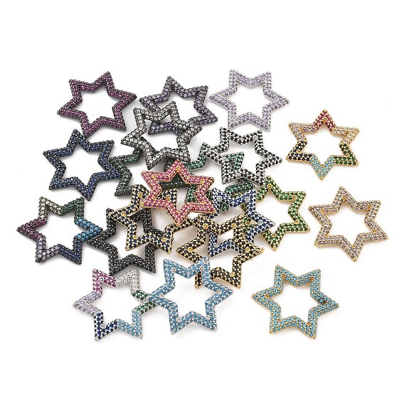 Стойка покрытие латунь микропаве кубический цирконий звездообразные соединительные кольца, долговечный, без свинца и без кадмия