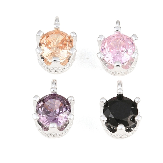 Latón pavimenta encantos de zirconia cúbica, encantos de una sola piedra, encantos de la corona, plata