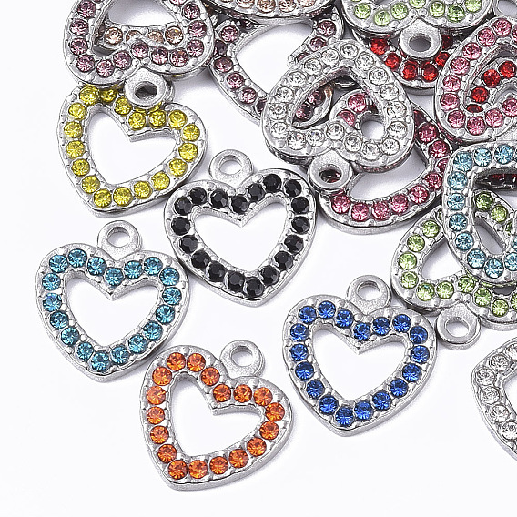304 подвески из нержавеющей стали, со стразами, сердце