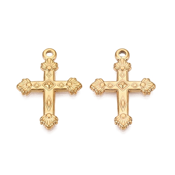 PVD Vacuum Plating 201 Stainless Steel Pendants, Cross Charm