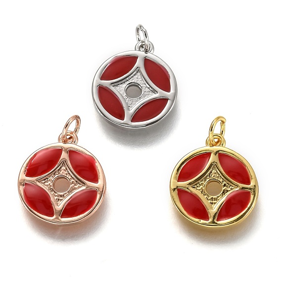 Латунь эмаль прелести, долговечный, с целью перехода в кольце, форма медной монеты, красные