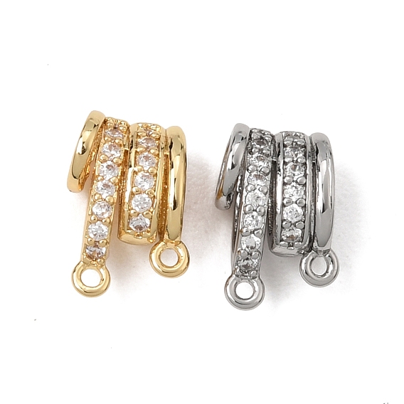 Brass Micro Pave Clear Cubic Zirconia Connector Charms, Column Links