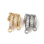 Brass Micro Pave Clear Cubic Zirconia Connector Charms, Column Links