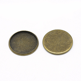 Iron Plain Edge Bezel Cups, Cabochon Settings, Flat Round