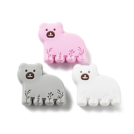 Bear Food Grade Silicone Focal Beads, Chewing Beads For Teethers, DIY Nursing Necklaces Making
