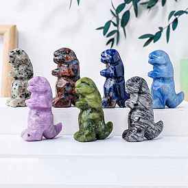 Gemstone Carved Healing Dinosaur Figurines, Reiki Energy Stone Display Decorations