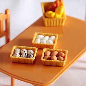 Resin & Plastic Mini Imitation Eggs & Basket Decoration, for Dollhouse Accessories Pretending Prop Decorations