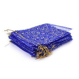 Sacs organza , bleu royal, or torsadé motif de vrille