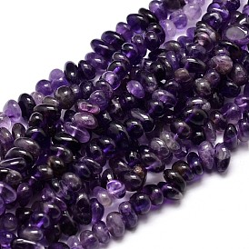 Naturelles améthyste perles de puce brins, 4~14x4~12mm, Trou: 1mm, environ 15.3 pouces ~16.1 pouces