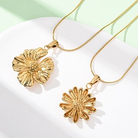 304 Женские ожерелья-змейки с подвеской-цветком из нержавеющей стали, ионное покрытие (ip)