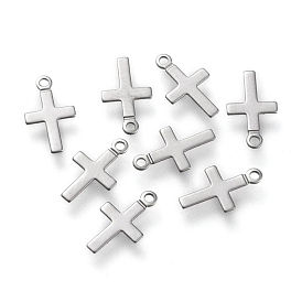 304 Stainless Steel Charms, Laser Cut, Cross