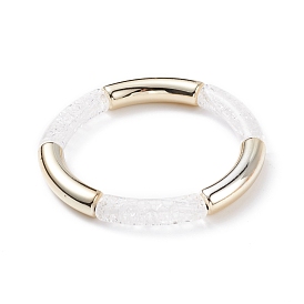 Acrylic Curved Tube Stretch Bracelet, Chunky Bracelet for Women