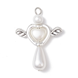 Подвески из акрила и сплава в тибетском стиле, сердце и слеза, с железной фурнитурой, старинное серебро и платина