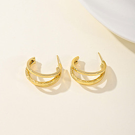 Модные 201 серьги-гвоздики из нержавеющей стали в форме буквы С