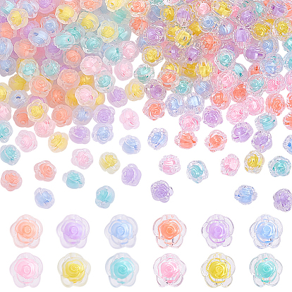 240 шт 12 цвета прозрачные акриловые бусины, бусина в бусине, цветок