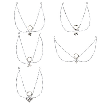 10 шт. 5 стиль бабочки с черепом в тибетском стиле из сплава, цепочки для ботинок, Алюминиевые тросовые цепи с застежкой-карабином