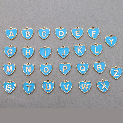 26 шт. Подвески из сплава эмали, золотые, сердце с подвеской в виде буквы az