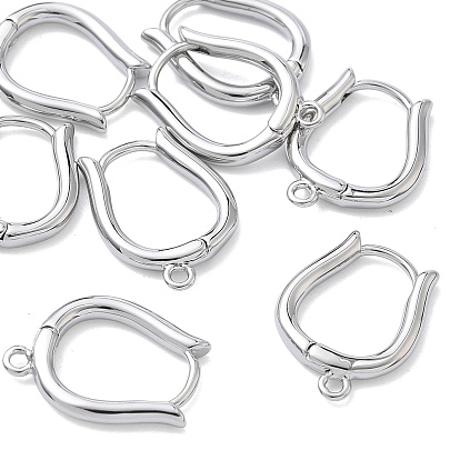SHEGRACE Brass Hoop Earrings Findings, Cadmium Free & Nickel Free & Lead Free, with Loop