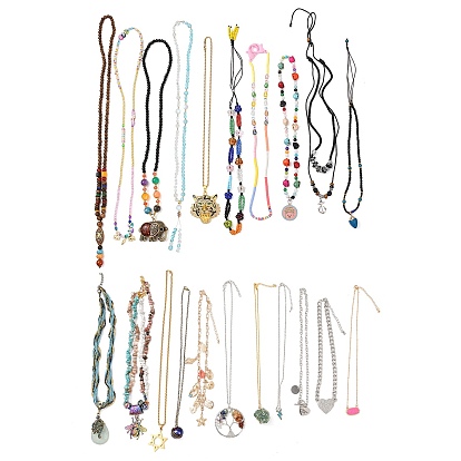 Kits para collares de piedras preciosas naturales y sintéticas, madera y vidrio., estilo mezclado