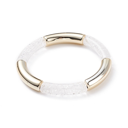 Acrylic Curved Tube Stretch Bracelet, Chunky Bracelet for Women