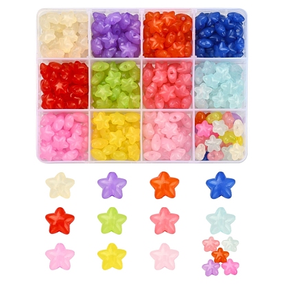 360Pcs 12 Colors Transparent Acrylic Beads, Imitation Jelly, Pentagram