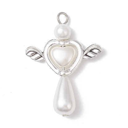 Подвески из акрила и сплава в тибетском стиле, сердце и слеза, с железной фурнитурой, старинное серебро и платина