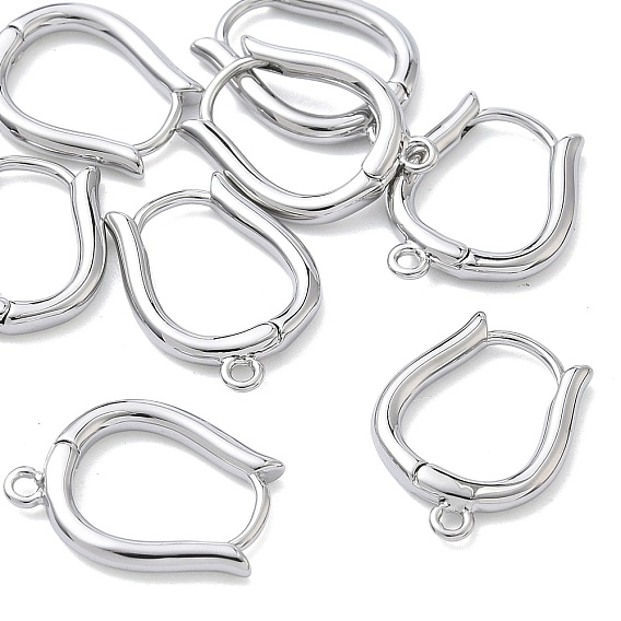 SHEGRACE Brass Hoop Earrings Findings, Cadmium Free & Nickel Free & Lead Free, with Loop