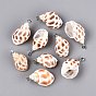 Brass & Natural Spiral Shell Pendants, Conch Charms
