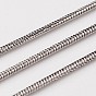 304 Stainless Steel Round Snake Chains, Soldered, 1mm