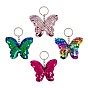 Keychain, with Plastic Paillette Beads, Iron Key Ring and Chain, Butterfly