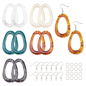 Kits de fabrication de boucles d'oreilles bricolage, y compris 20 pcs 5 styles pendentifs de boucle d'oreille en résine de larme, 20 crochets de boucle d'oreille en laiton et 30 anneaux de saut ouverts en fer