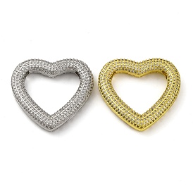 Rack Plating Brass Micro Pave Cubic Zirconia Pendants, Heart