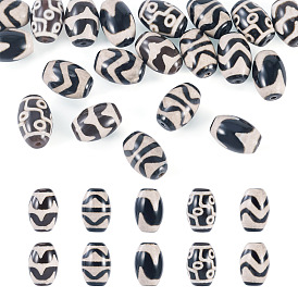 20 шт. 5 стили тибетские бусины дзи из агата, природных бисера агат, окрашенная и подогревом, баррель