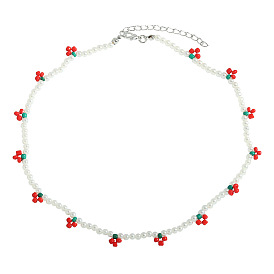 Cute and Lovely Pearl Flower Collarbone Chain for Summer Fashion