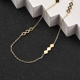 Ion Plating(IP) 304 Stainless Steel Rhombus Cable Chain Necklaces for Women