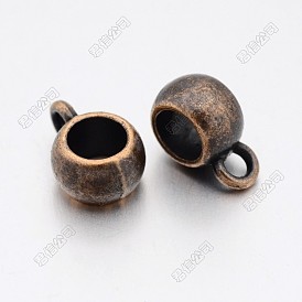 Tibetan Style Alloy Rondelle Tube Bails, Loop Bails, Lead Free and Cadmium Free, Bail Beads