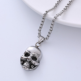 Ретро-панк 304 подвеска в виде черепа из нержавеющей стали, подарок на Хэллоуин для модных мужчин