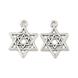 Tibetan Style Alloy Magen David Star Pendants, Cadmium Free & Lead Free, 21x15x1.5mm, Hole: 2mm, about 555pcs/500g